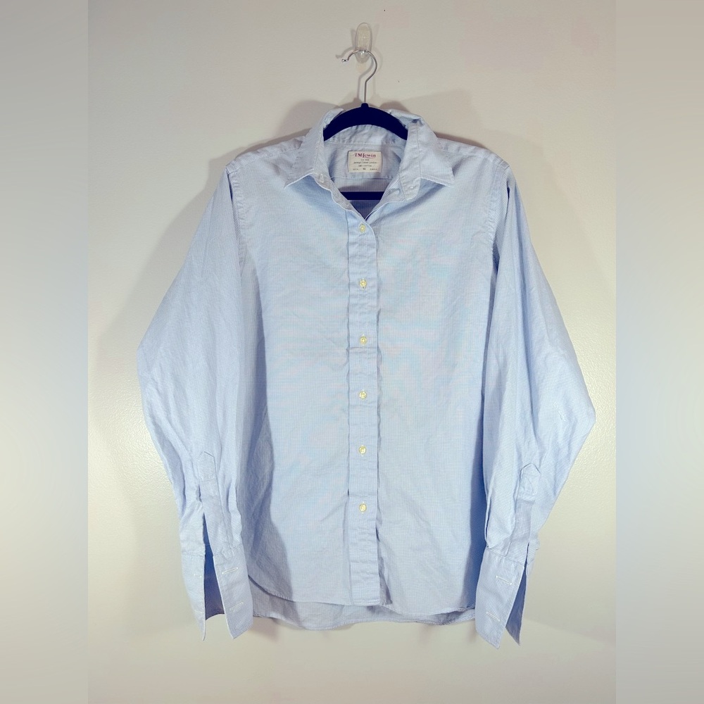 Light Blue Women’s Button Down Shirt T.M. Lewin French Cuff Size 16